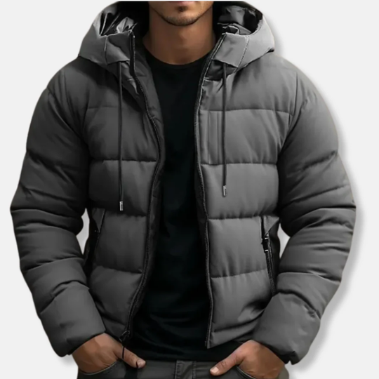 EB | Gequiltete Kapuzen-Pufferjacke mit Kordelzug Kapuze Reißverschluss Pufferjacke