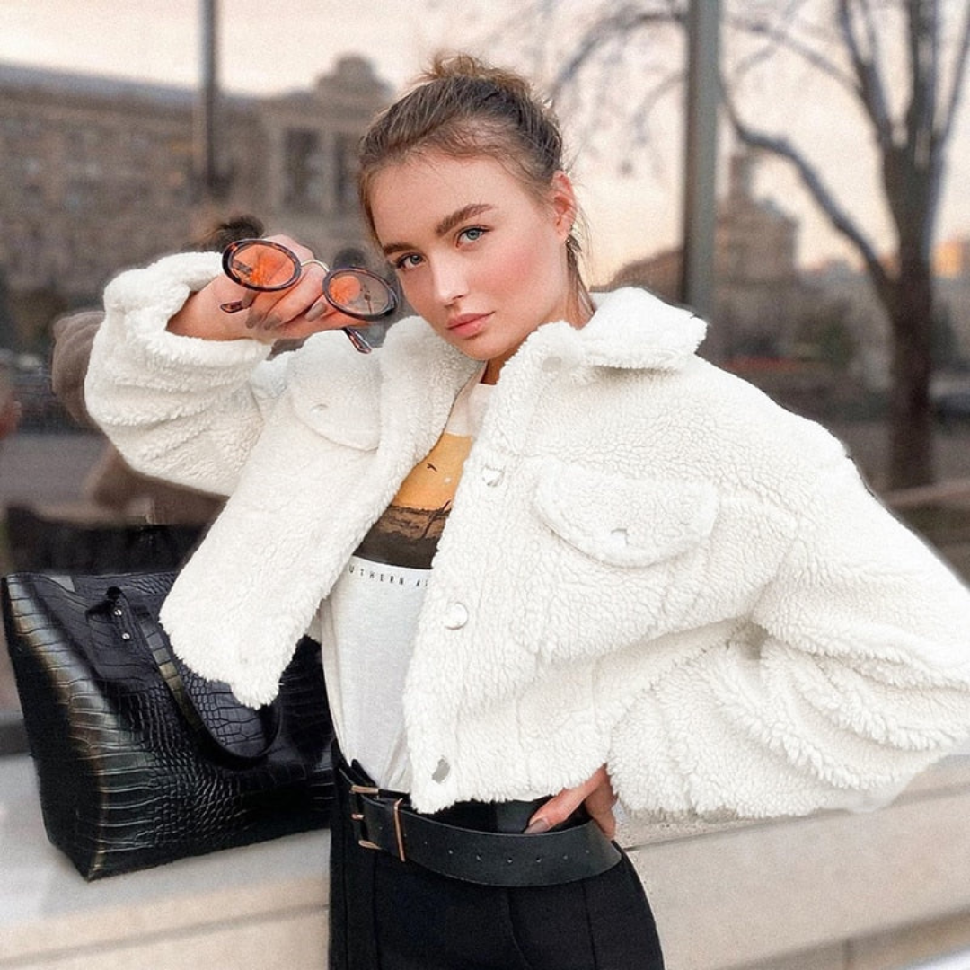 EB | Kurzjacke aus Wolle für Frauen Weiß