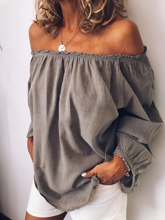 EB | Off Shoulder Bluse mit Eleganten Ballonärmeln
