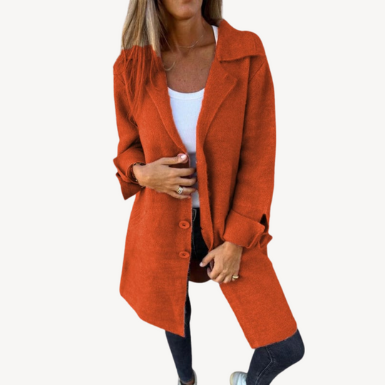 EB | Frauen Wollmischung Langjacke mit Knopfverschluss