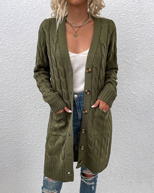 EB | Langärmelige Strickjacke In Einer Unifarbenen Farbe
