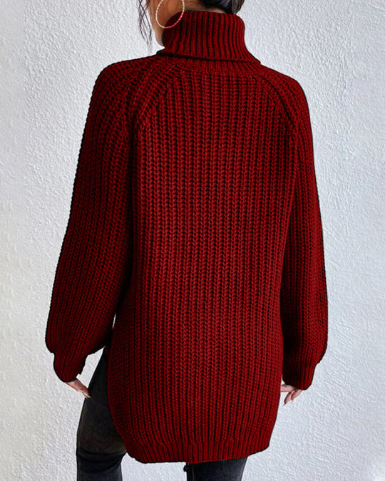 EB | Pullover - Damen Herbst Strick Rollkragen mit lockerer Passform