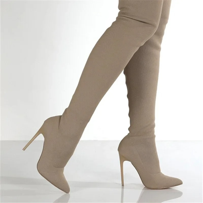 EB | Overknee Stretch Stiletto Stiefel Elegante Damen Stiefel