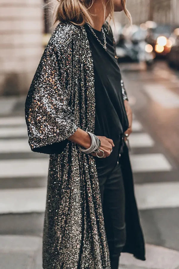EB | Glamour Kimono aus Pailletten mit Schlüsselloch