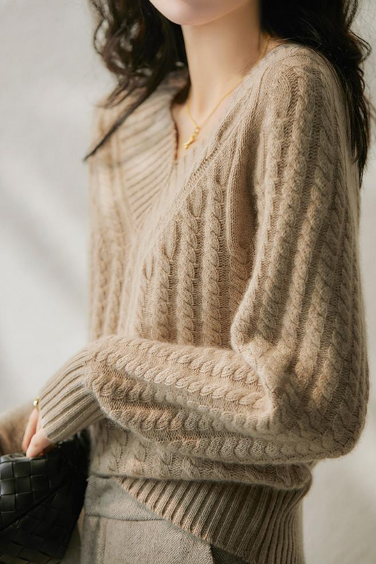 EB | Pullover aus Strick mit V-Ausschnitt für Damen