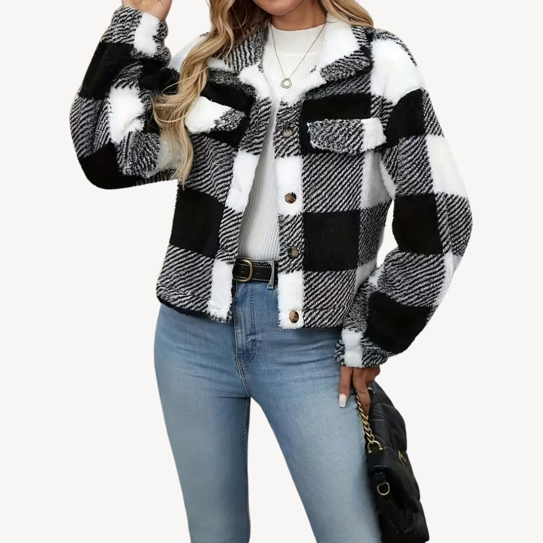EB | Damen Karierte Sherpa Jacke