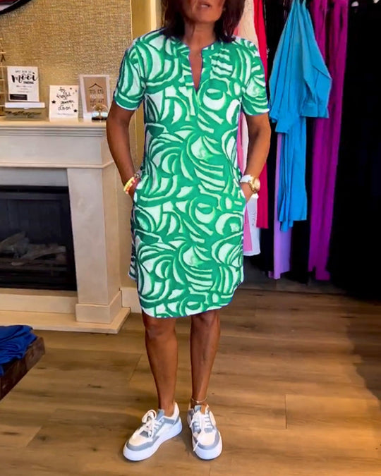 EB | Lässiges Kurzärmeliges Kleid mit Print