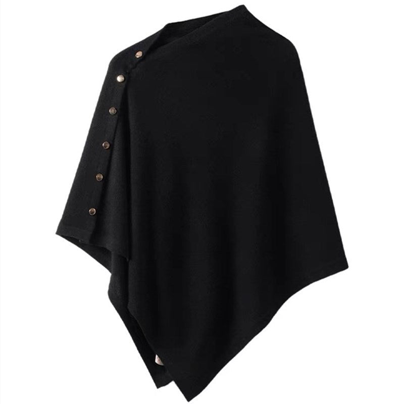 EB | Knopfdetail Poncho - Asymmetrisches Design mit Drapiertem Schnitt