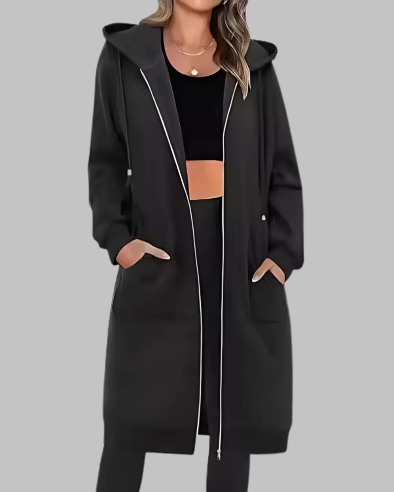 EB | Lässige Zip-Up Übergroße Lange Jacke