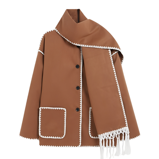 EB | Elegante, locker geschnittene Damen-Wolljacke mit Schal