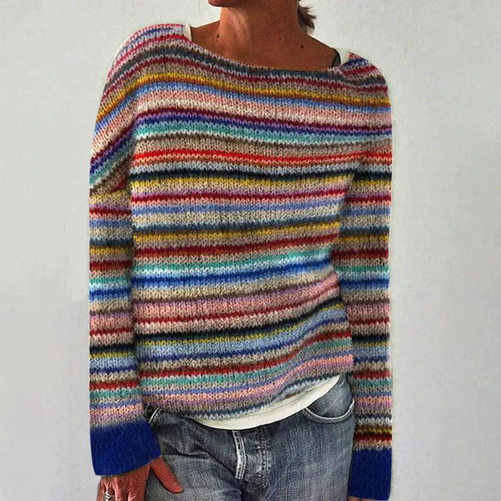 EB | Eleganter gestreifter Pullover mit langen Ärmeln
