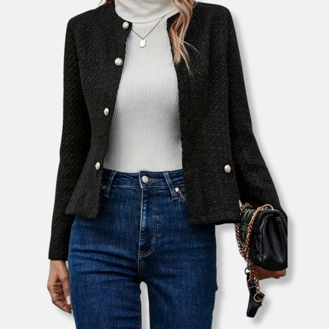 EB | Wollen Kragenlose Jacke Knopf Front Anlassjacke