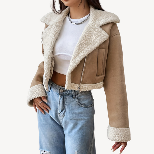 EB | Damen Kunstfell Wildlederjacke