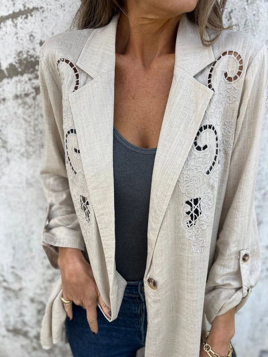 EB | Blazer mit Stickerei und Ausschnitten Klassischer Schnitt Raffiniert und Einzigartig
