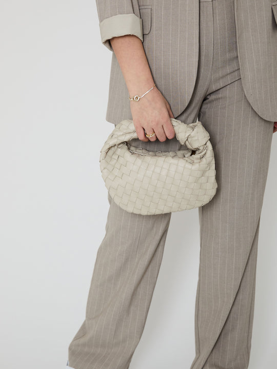 EB | Stilvolle Weiße Damen Handtasche mit Geflochtenem Design