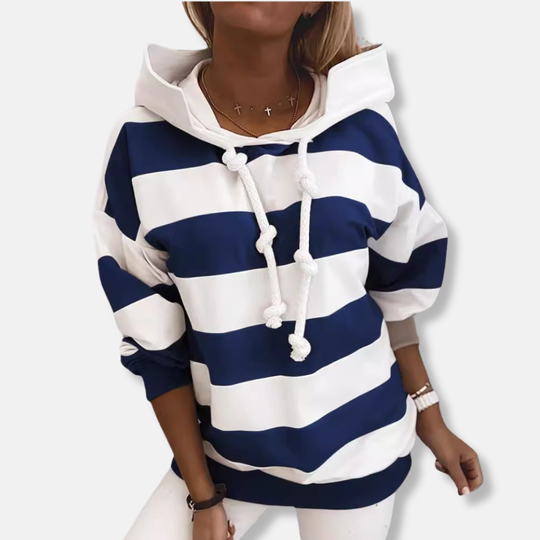 EB | Lockere Passform Hoodie Gestreifter Lässiger Hoodie