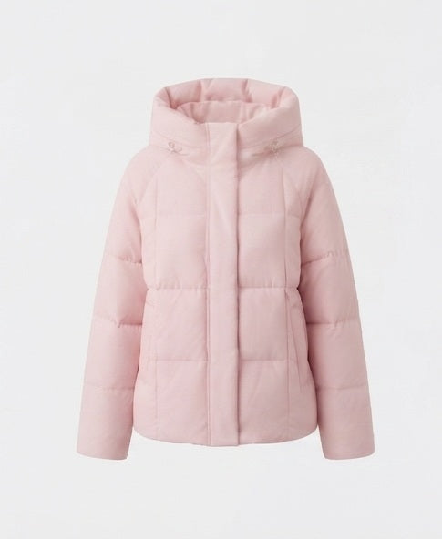 Damen nan kurzer gesteppter Kapuzenparka mit leichter Thermofüllung, Quadratsteppung und verstellbarem Kordelzugsaum EB