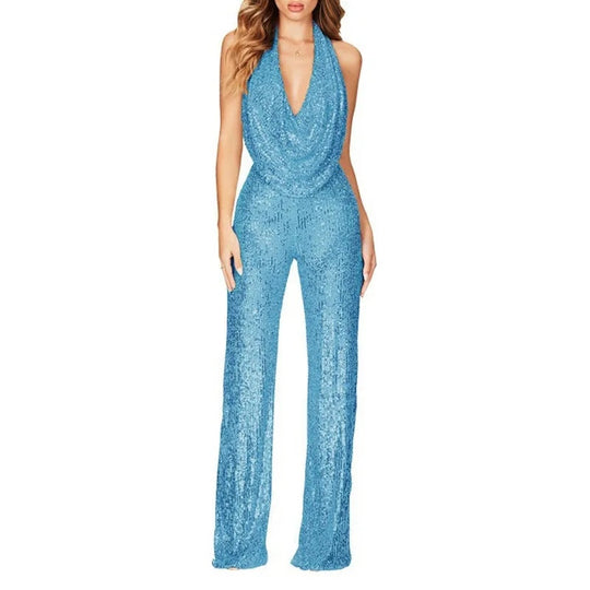 Damen eleganter Glitzer-Jumpsuit EB