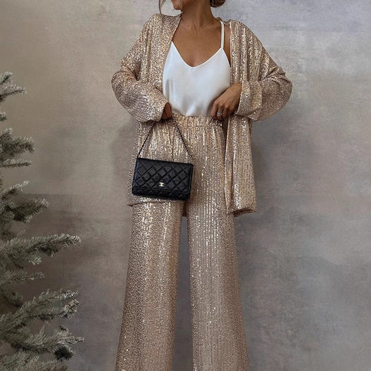 EB | Trendiges Design High-Waist-Paillettenanzug
