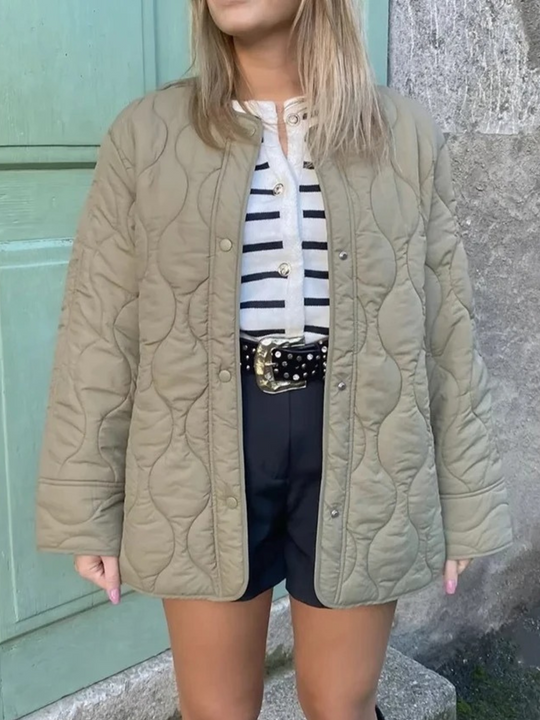 EB | Gepolsterte Jacke Damen, Leichtes Übergröße Modell mit Taschen, Knopfverschluss
