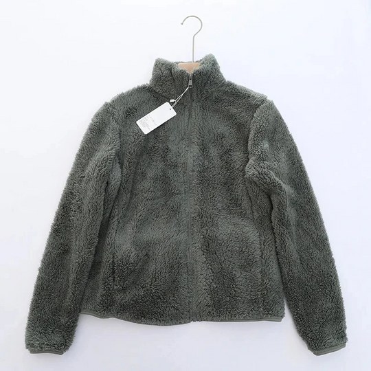 EB | Weiche Sherpa Zip Up Hohe Kragenjacke, Fleeceweste