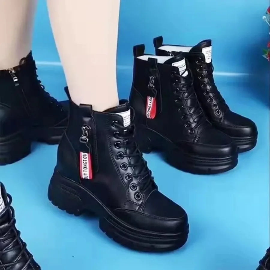 EB | Damen High Top Leder Martin Stiefel ( mit Futter Aus Fell )