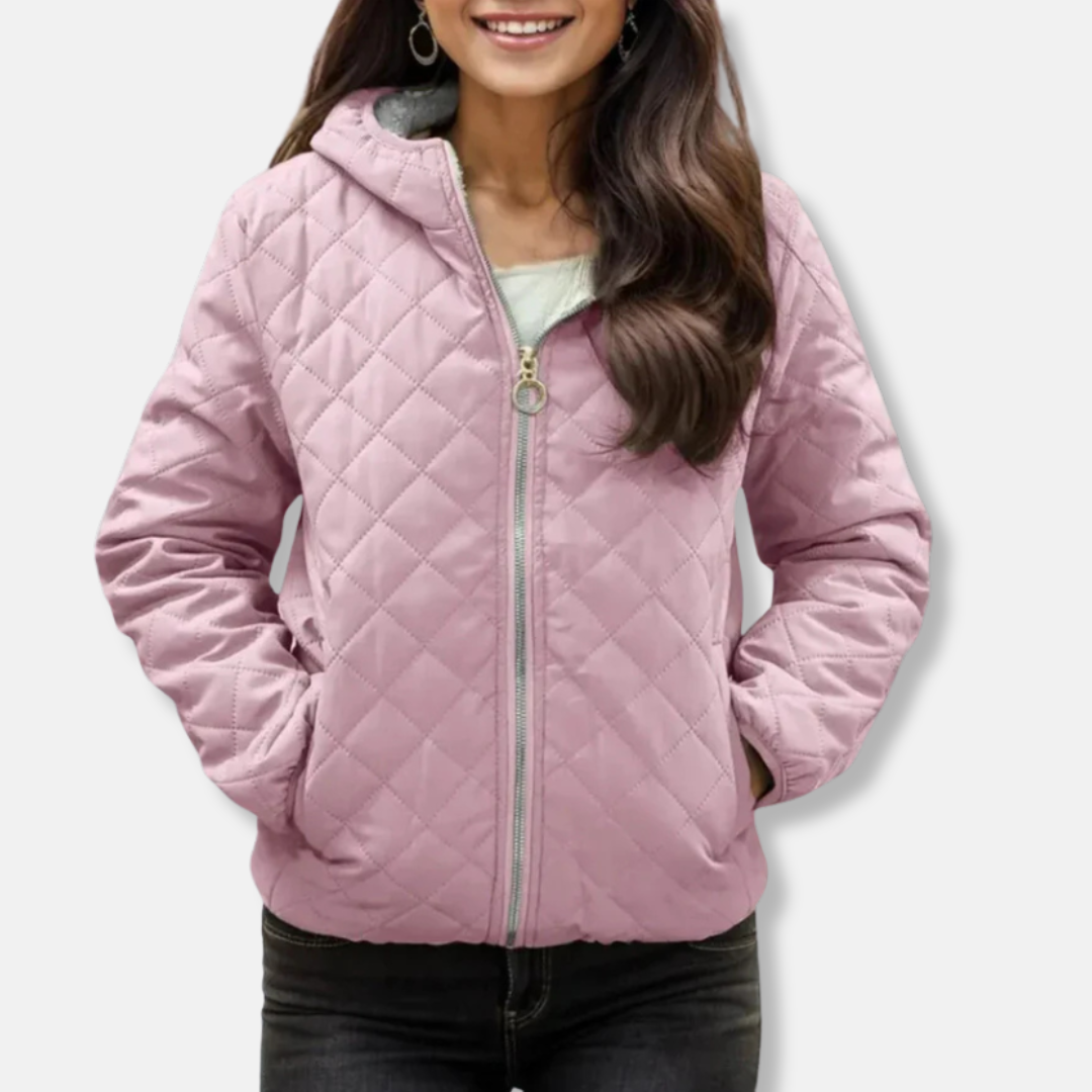 EB | Gepolsterte Jacke - Lockere Passform - Diamantsteppung - Kapuze - Elastischer Saum