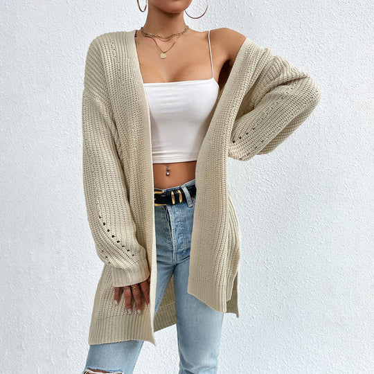 EB | Einfarbige Elegante Strickjacke mit Taschen