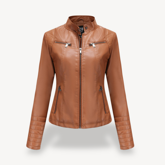 EB | Klassische Biker Kunstlederjacke Damen
