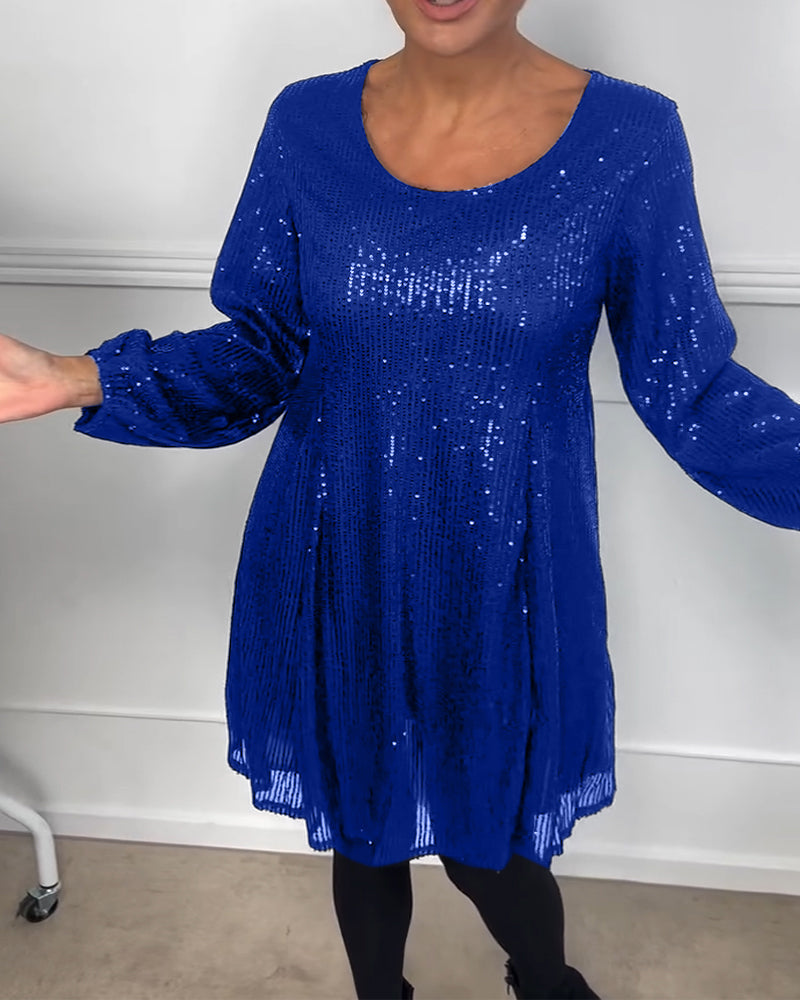 EB | Elegante Laterne Ärmel Pailletten A-Linie