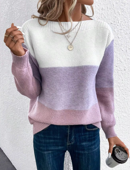 EB | Elegante Dreifarbige Patchwork-Pullover