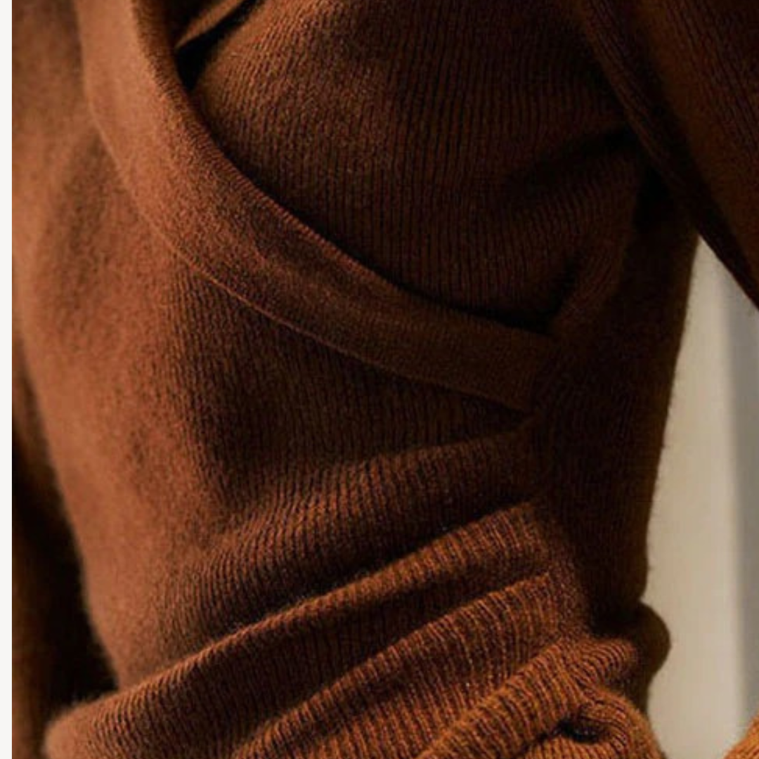 EB | Damen Strick-Wickel V-Ausschnitt Pullover