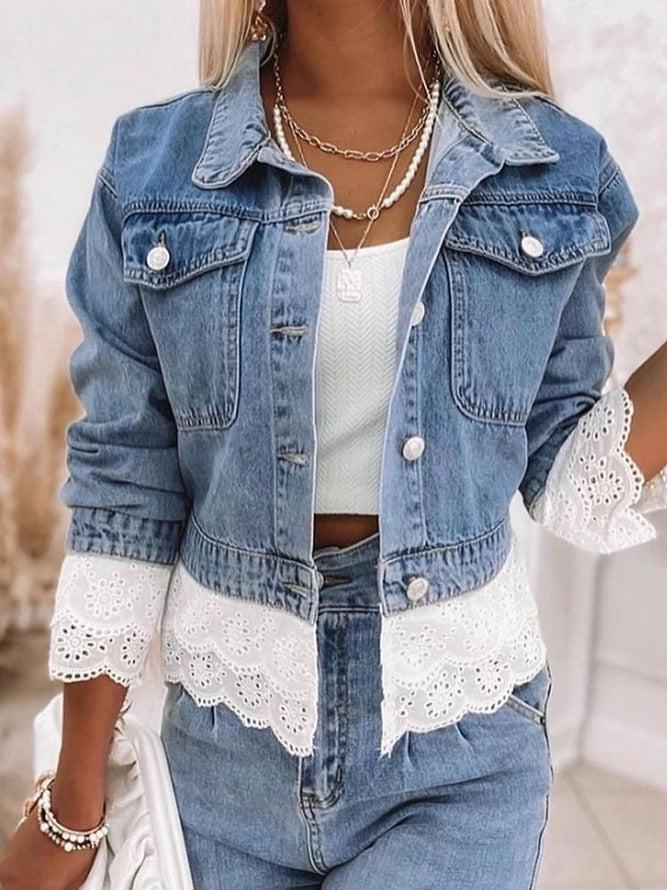 EB | Blau Patchwork Denim Outerwear