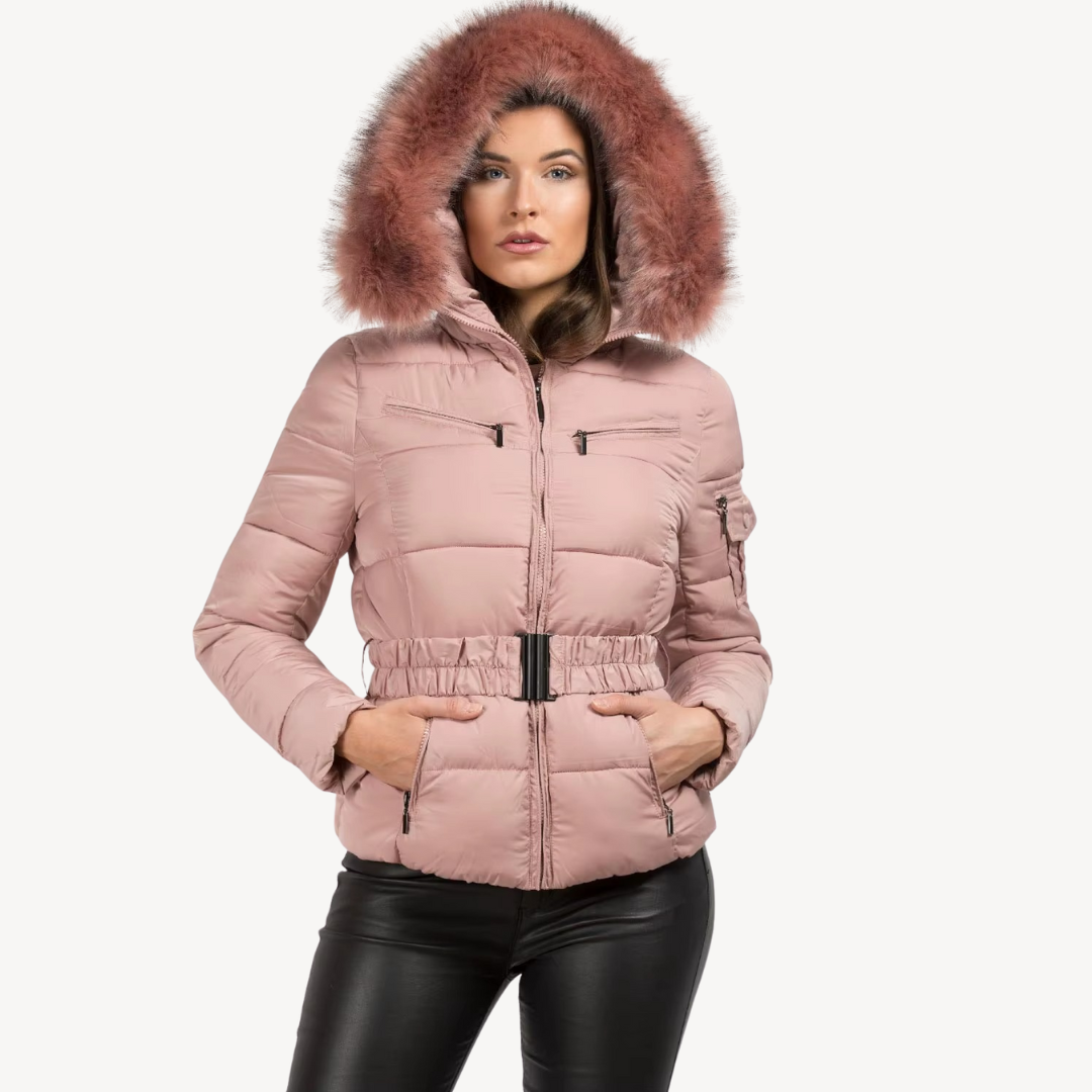 EB | Winter Gepolsterter Puffermantel mit Kunstfellkapuze Damen