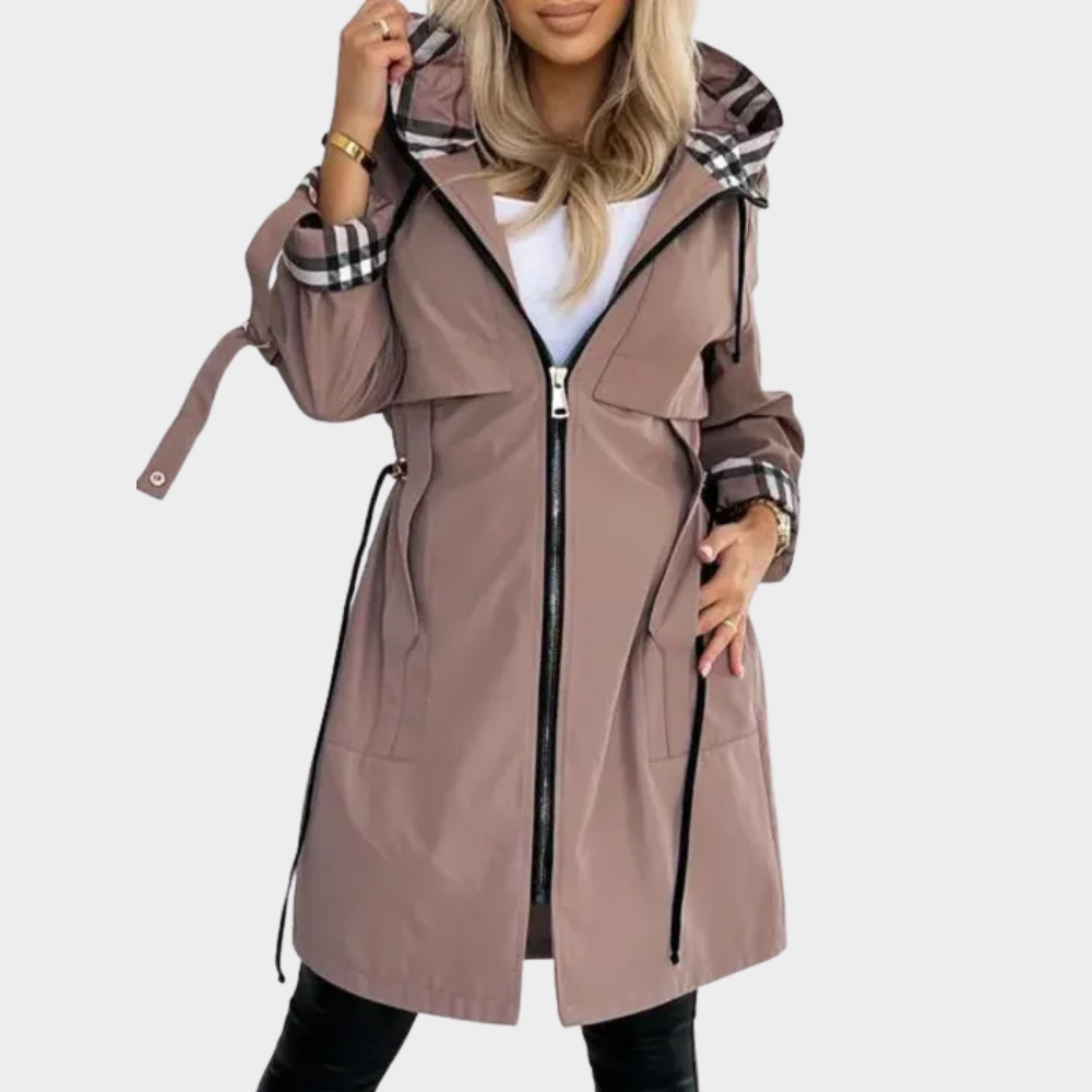EB | Lange Jacke mit Reißverschluss und Kapuze