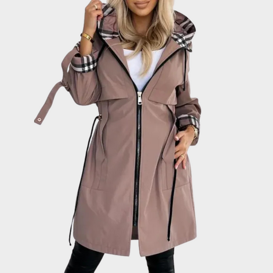EB | Lange Jacke mit Reißverschluss und Kapuze