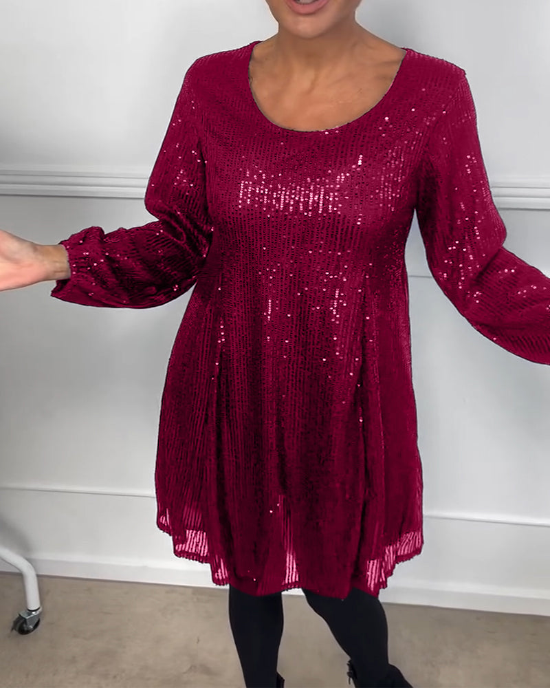 EB | Elegante Laterne Ärmel Pailletten A-Linie