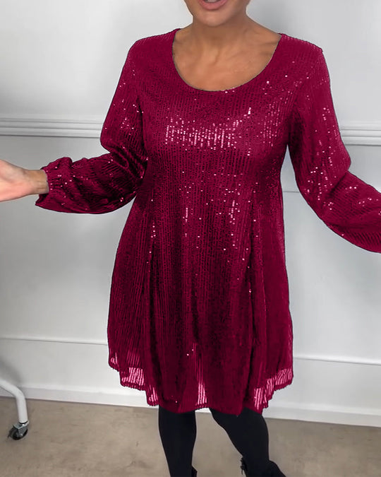 EB | Elegante Laterne Ärmel Pailletten A-Linie
