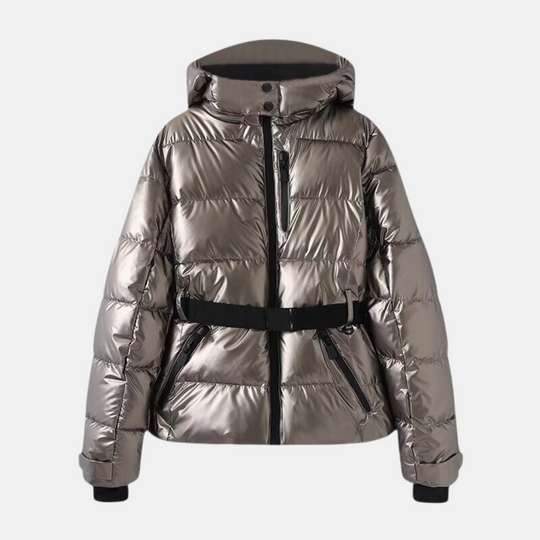 EB | Puffer-Jacke – Gequiltet Isoliert – Taillengürtel – Kapuze Hoher Kragen
