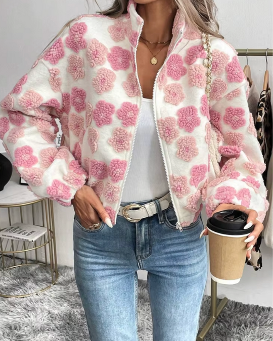 EB | Gemütliche Fleecejacke mit Süßem Blumenmuster