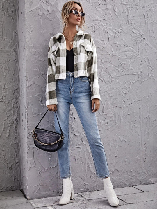 EB | Karierter Button-Down-Kragenjacke