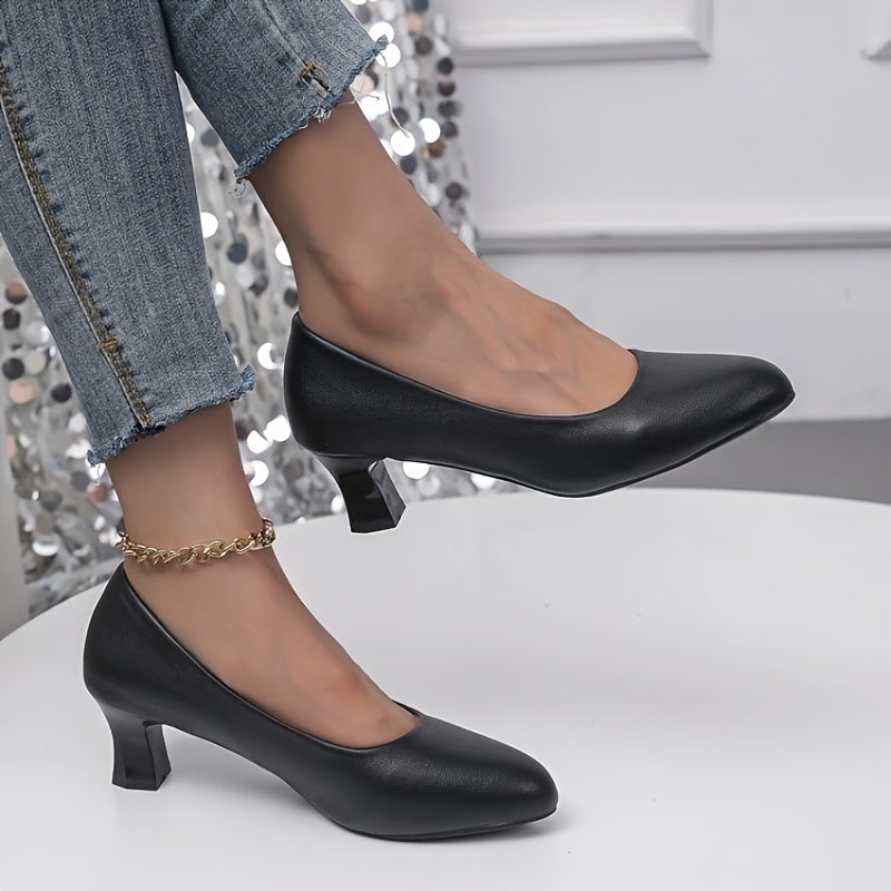 EB | Stilvolle Damen Pumps mit Spitzem Zeh und Blockabsatz