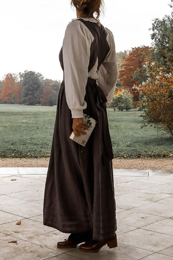EB | Cross Back O-Hals Maxikleid Leinen