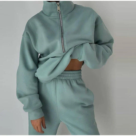 EB | Sweatshirt - Damen Herbst Halb-Zip Trainingsanzug Set