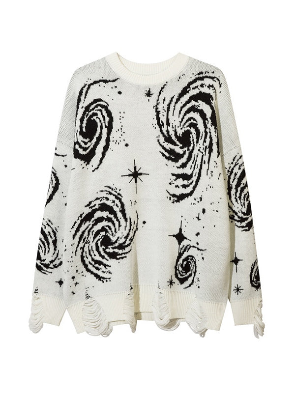 EB | Farbe Vintage Druck Zerrissene Sweatshirt