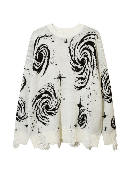 EB | Farbe Vintage Druck Zerrissene Sweatshirt