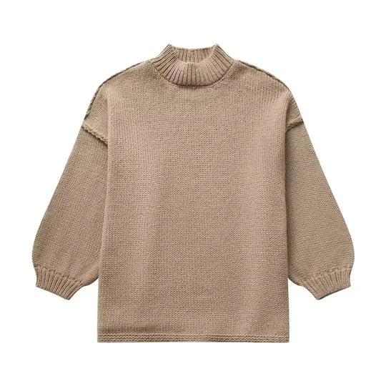 EB | Kuscheliger Strickpullover mit Rollkragen und Stilvollen Puffärmeln