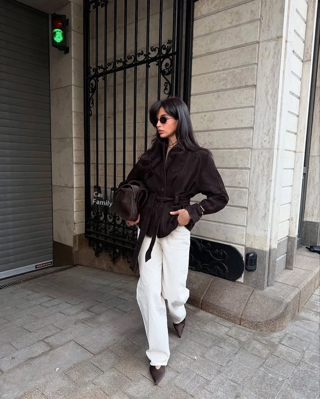 EB | Retro Wildlederjacke mit langen Ärmeln