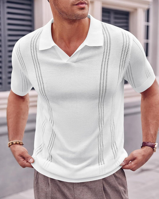 EB | Hohles POLO-Shirt mit V-Ausschnitt