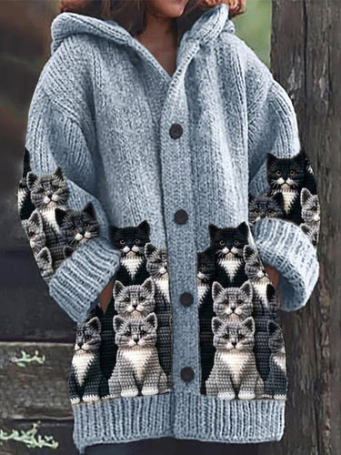 EB | Skurrile Katze Strickjacke